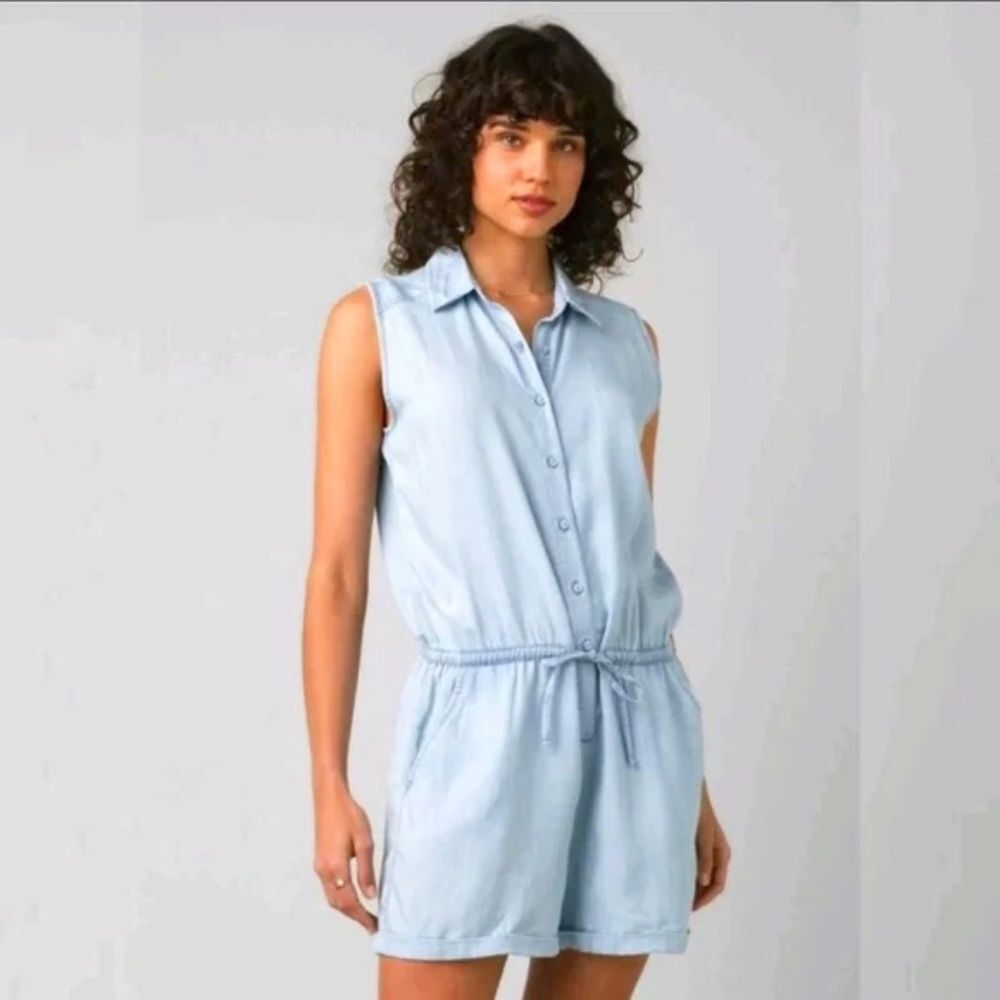 Prana Blue Chambray Weekend Escape Tencel Romper SIZE M